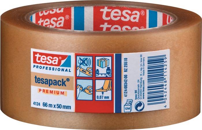 Verpackungsklebeband PVC tesapack® 4124 farblos L.66m B.50mm Rl.TESA 6 Stück