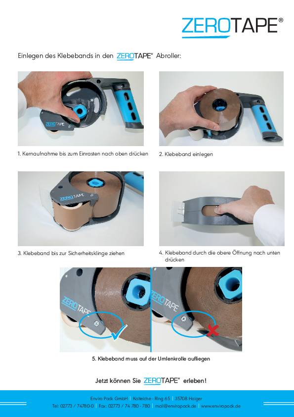 Handabroller ZEROTAPE® Ku.blau f.Band-B.48mm ENVIROPACK