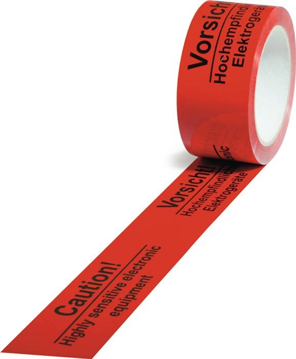 Warnklebeband PP Empfindliche Elektrogeräte L.66 m,B.50mm rot Rl.TRANSPAK 36 Stück