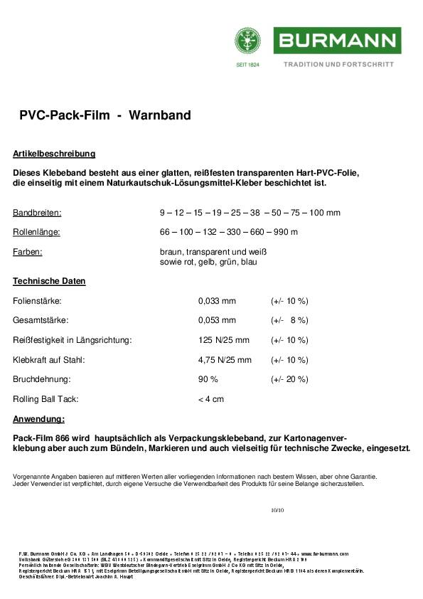 Warnmarkierungsband PVC schwarz/gelb L.66m B.60mm Rl.
