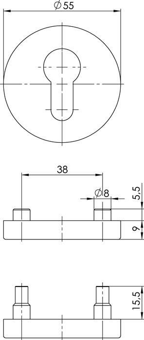Schlüsselrosette 6612 PZ ER VA ER Schildst.9mm PZ rd.OGRO