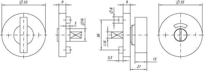 Schlüsselrosette 7122 WC ER VA ER Schildst.9mm WC rd.OGRO