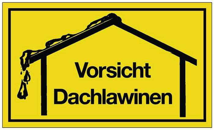 Hinweiszeichen Vorsicht Dachlawinen L250xB150mm gelb schwarz Ku.
