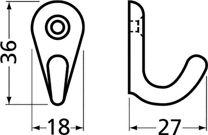 Handtuchhaken 0557 1 Hak.H.36mm Alu.ku.-besch.schwarz A.27mm HERMETA
