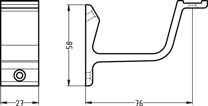 Handlaufträger 3550 Alu.schwarz ku.-besch.ger.Auflage HERMETA