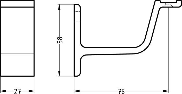 Handlaufträger 3551 Alu.schwarz ku.-besch.ger.Auflage HERMETA