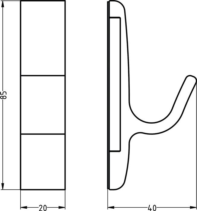 Magnet-Mantelhaken 0150 einfach A.40mm Alu.schwarz ku.-besch.H.85mm HERMETA