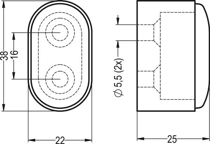 Wandtürpuffer 4700/4702/4704 Alu.schwarz elox.L.25mm HERMETA