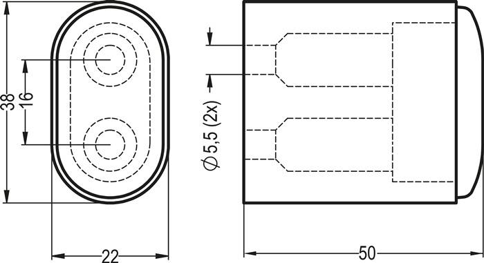 Wandtürpuffer 4700/4702/4704 Alu.schwarz elox.L.50mm HERMETA