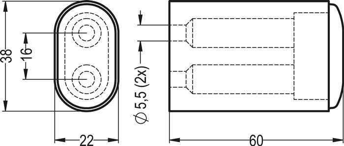 Wandtürpuffer 4700/4702/4704 Alu.schwarz elox.L.60mm HERMETA