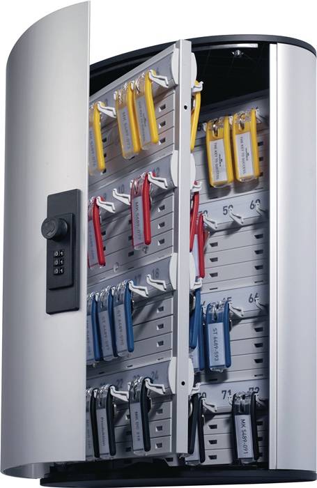 Schlüsselschrank Key-Box H400xB302xT118mm 1-türig Zahlenschl.Anz.Hak.72