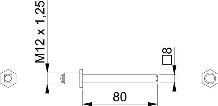 VK FDW-Vollstift/Schnellstift 4-KT.8x80mm Fe M12x1,25 HOPPE
