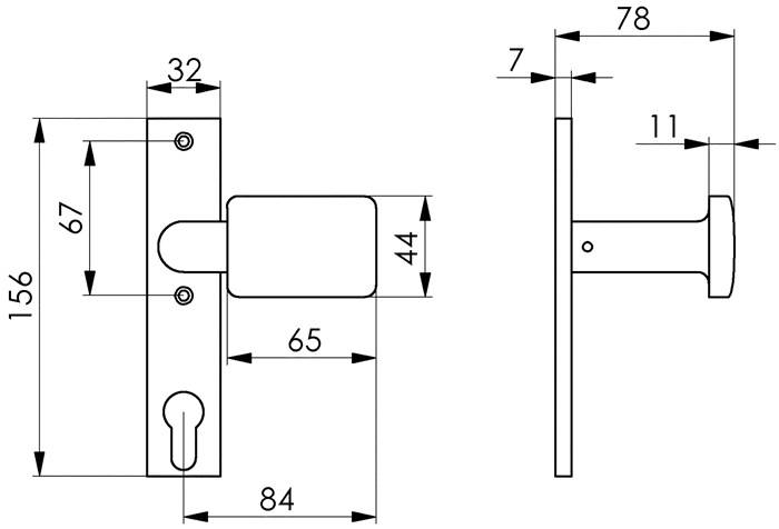 Türknopf-Kurzschild 486Z fest LM F1/silberf.4-KT.8mm AMF