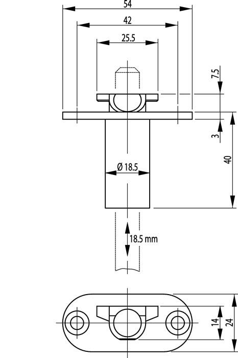 Schaltschloss 1895 20/65mm DIN L/R STA verz.Stulpl.54mm BKS
