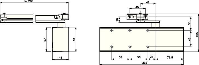 Scherentürschließer TS 72 silber EN 2-4 o.Gestänge DORMAKABA