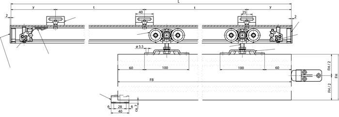 Schiebesyst.Perlan 140 140kg 2050mm EV 1 26-60mm Grundsystem
