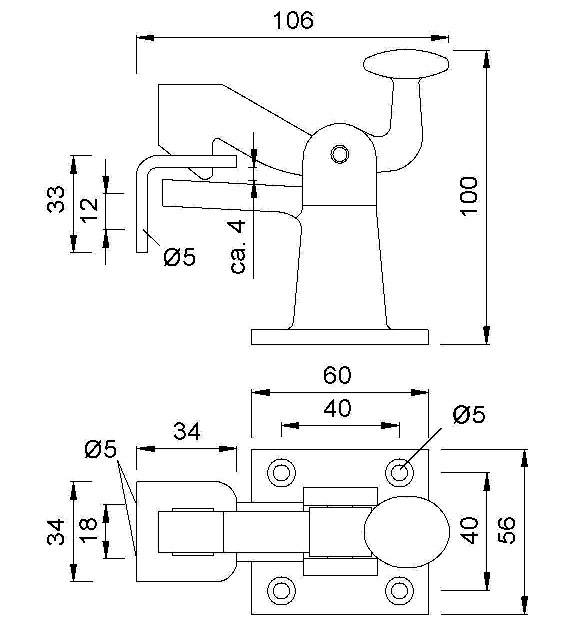 Torfeststeller 1307 GT schwarz 106mm KWS