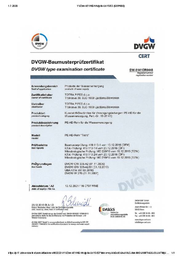 Druckrohr PE100 Maß 20mm 16bar L.100m BEVO