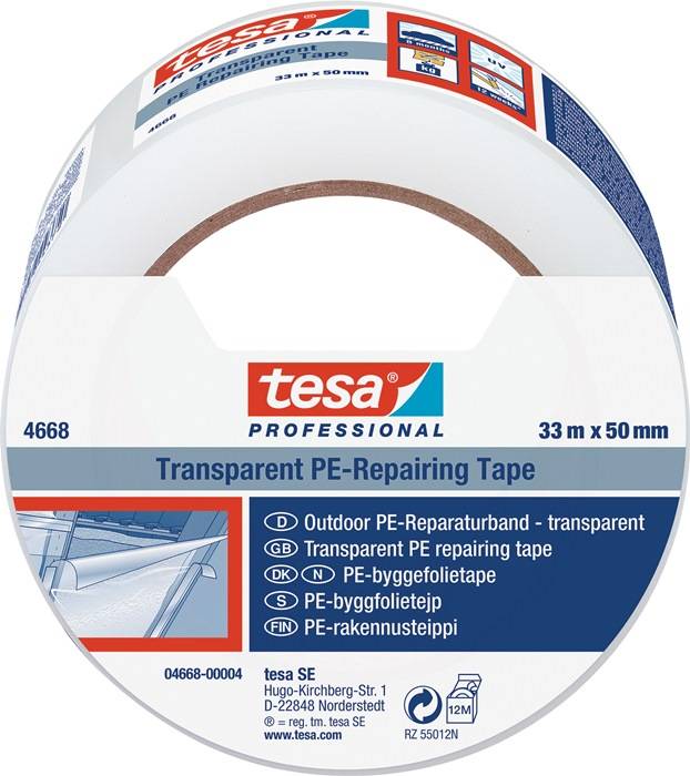 Folienreparaturband tesaband® 4668 transp.L.33m B.50mm Rl.TESA 18 Stück