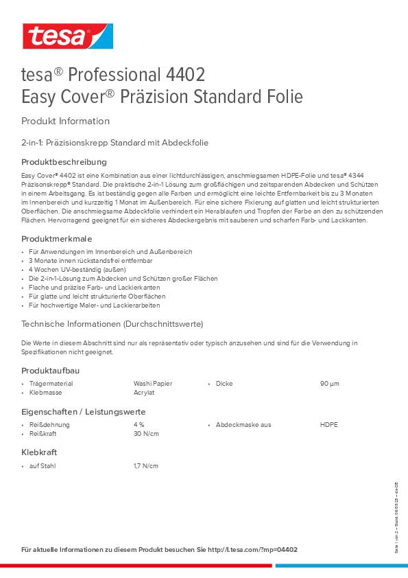 Folienband Easy Cover® 4402 Präzision Stand.L.17m B.2600mm Rl.TESA 20 Stück
