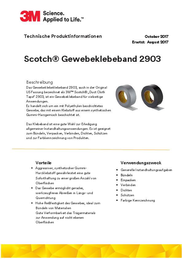 Gewebeband Scotch® 2903 silber L.50m B.48mm Rl.3M