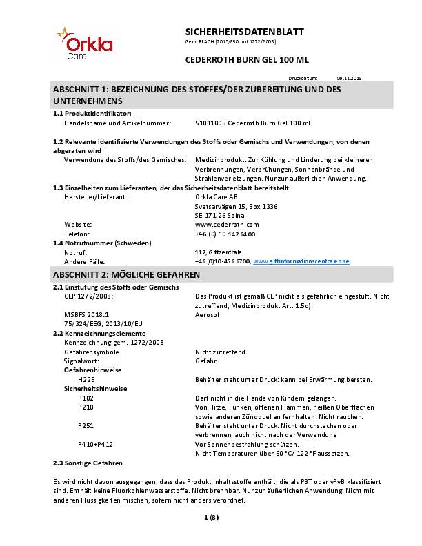 Erste-Hilfe-Tasche B305xH245xT86ca.mm grün z.Brandwundenversorgung CEDERROTH