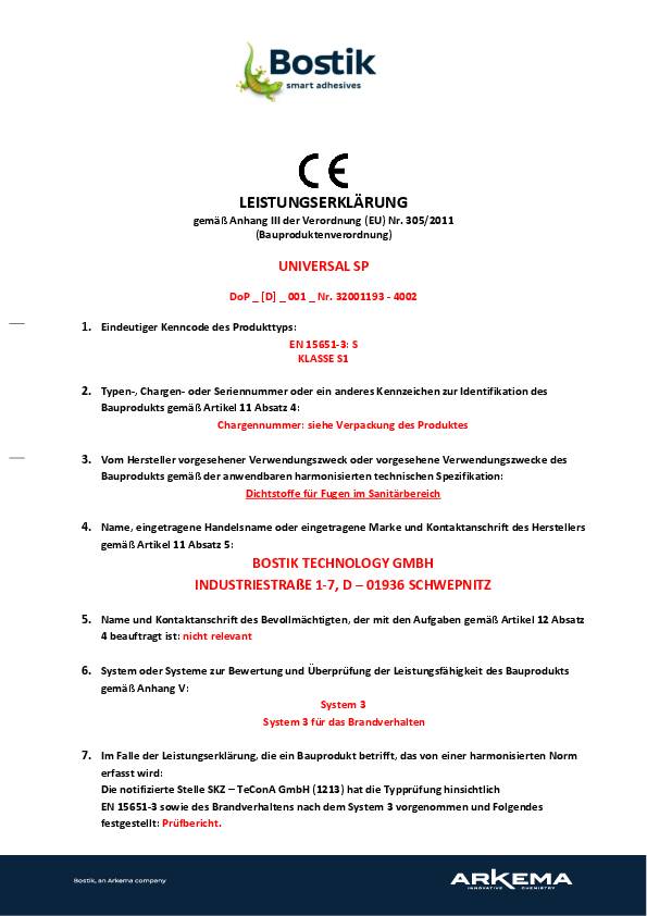 Universal-Silikon SP Acetoxy grau 310ml Kartusche BOSTIK 20 Kartuschen