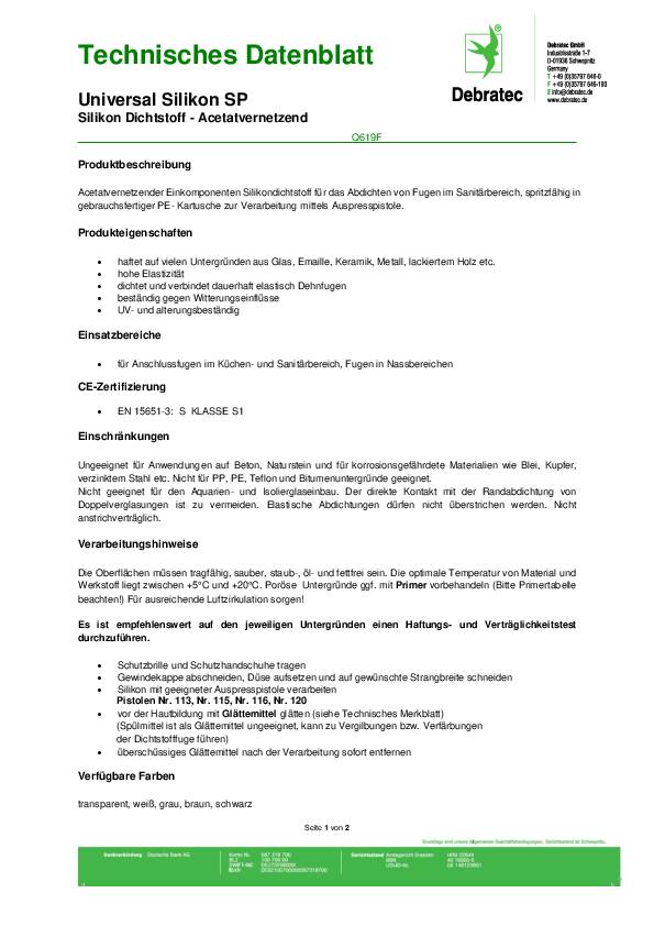 Universal-Silikon SP Acetoxy transp.310ml Kartusche BOSTIK 20 Kartuschen
