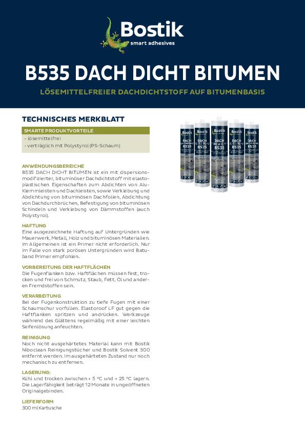 Bitumen-Dachdichtstoff B535 schwarz 300ml Kartusche BOSTIK 12 Kartuschen