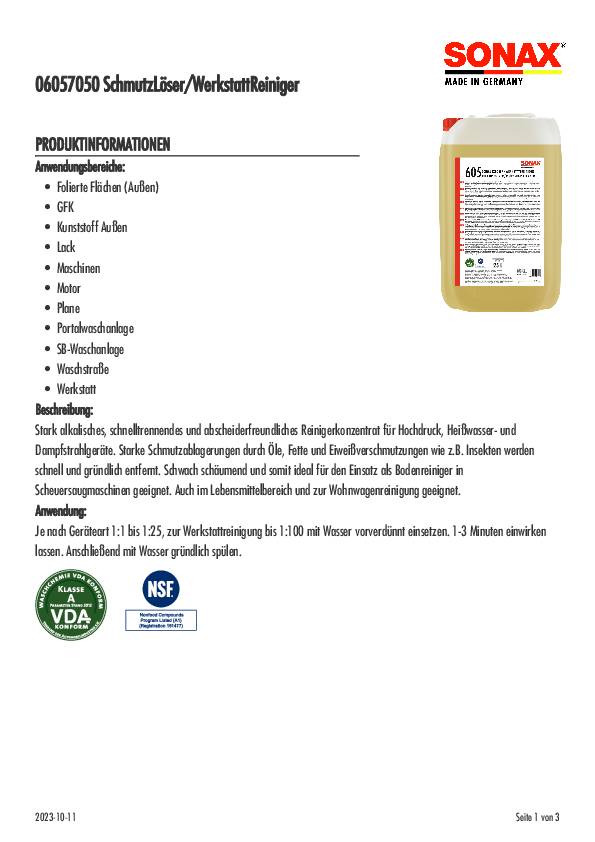 Schmutzlöser/ Werkstattreiniger ca.1:20 25l Kanister SONAX