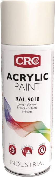 Farbschutzlackspray ACRYLIC PAINT reinweiss glänzend RAL9010 400ml Spraydose CRC 6 Dosen