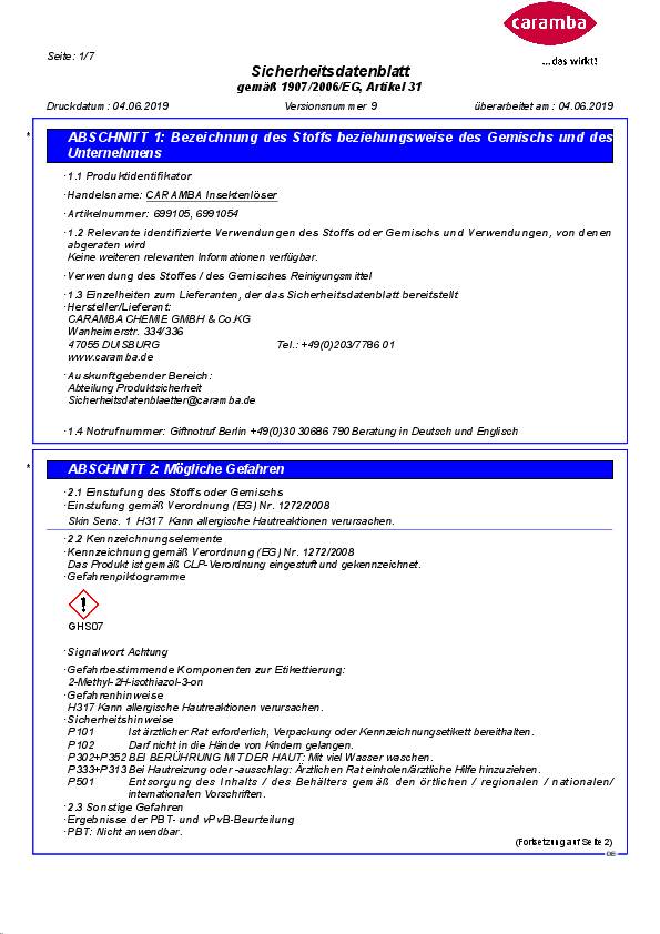 Insektenlöser 500 ml Sprühflasche CARAMBA 6 Stück