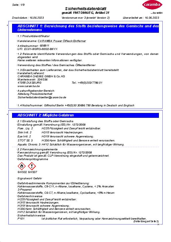 Ölfleckentferner 1000 ml Flasche CARAMBA 6 Stück