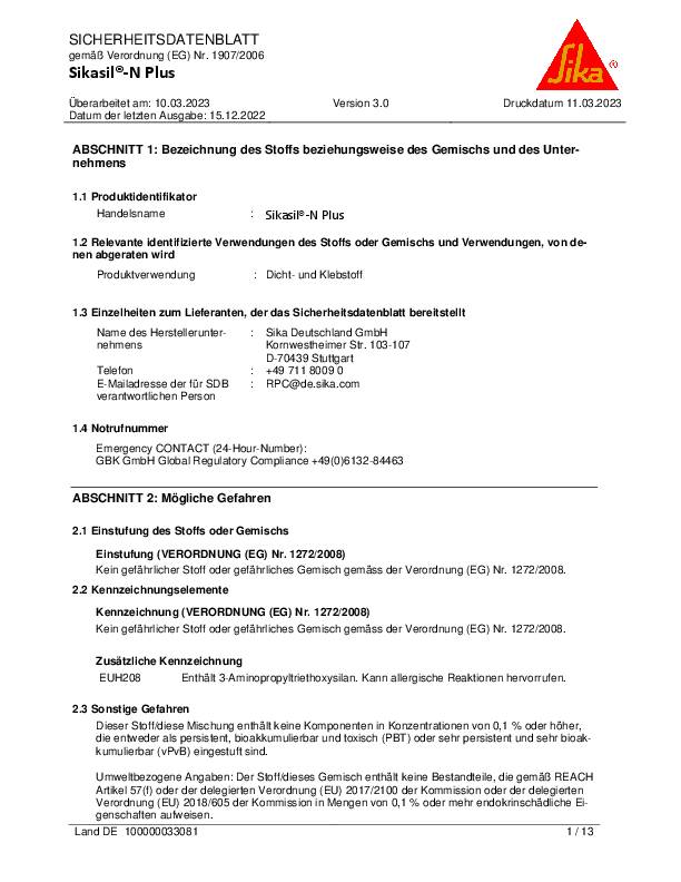 Silicondichtstoff SIKASIL N plus schwarz 300 ml Kartusche SIKA 12 Kartuschen