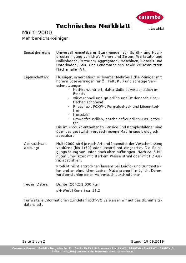 Industriereiniger Multi 2000 10l Konzentrat Kanister CARAMBA