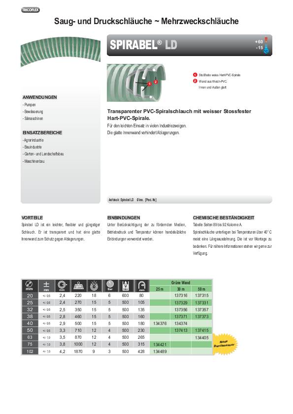 Saug- u.Förderschl.Spirabel L.50m ID 25mm Rl.TRICOFLEX