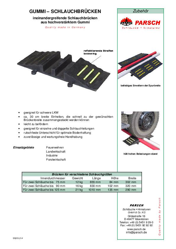 Gummi-Schlauchbrücke L830xB320xH102mm f.2 Schläuche b.90mm PARSCH