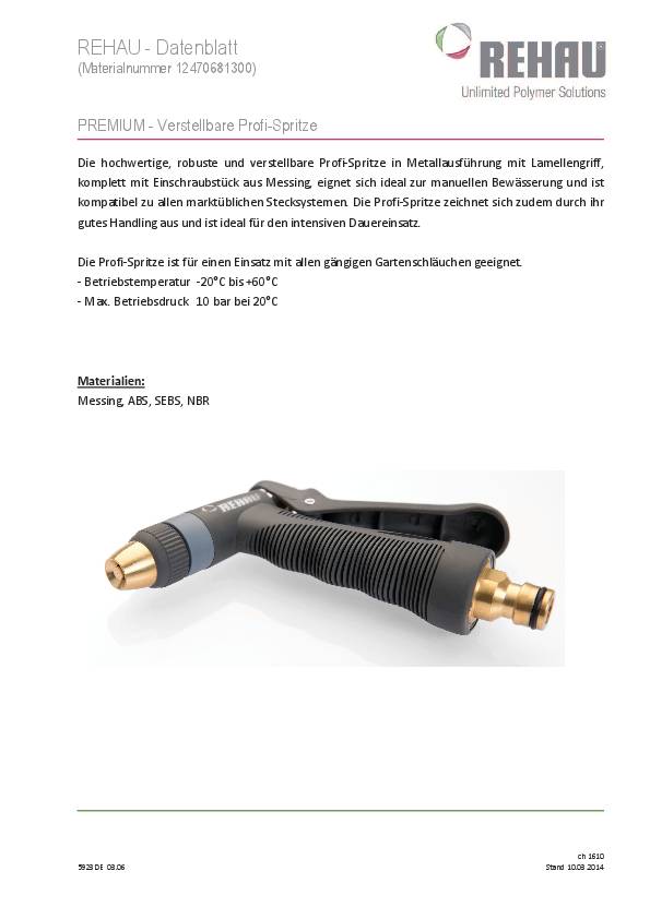 Profispritze Stecksystem verstellb.REHAU