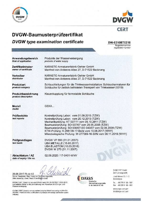 Gewindestück GEKA plus 2000 MS IG G 1 Zoll drehb.SB KARASTO