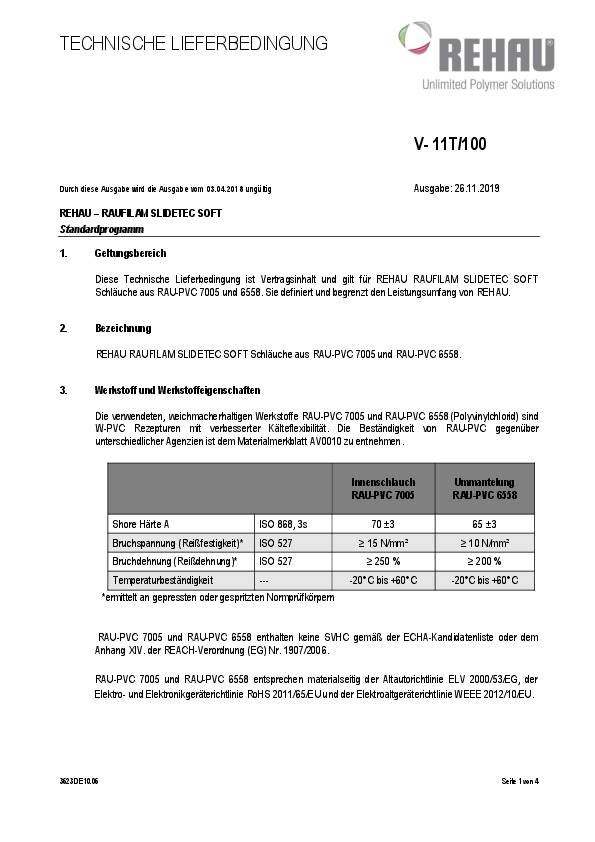 PVC Industrieschlauch Raufilam Slidetec soft ID 12,7mm L.50m 3mm 18,7mm Rl.REHAU