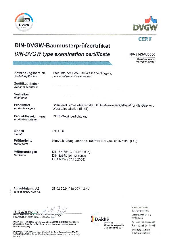 PTFE Dichtband FRp L12m B12mm D0,1mm weiß 60g/m² Rl.ULITH