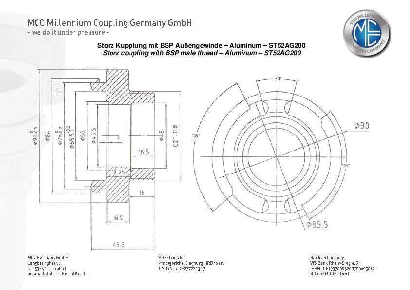 Kuppl.STORZ C-52 AGmm 59,6mm MCC