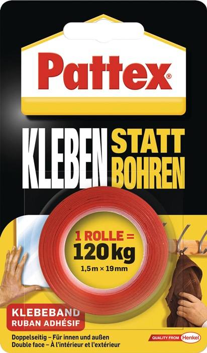 Montageband Kleben statt Bohren transl.L.1,5m B.19mm Rl.PATTEX 10 Stück