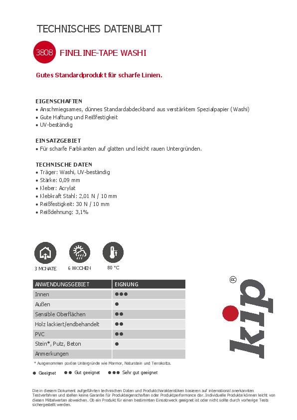 Abdeckband 3808 WASHI-TEC® Premium Goldkrepp® glatt orange L.50m B.30mm Rl.KIP 8 Stück