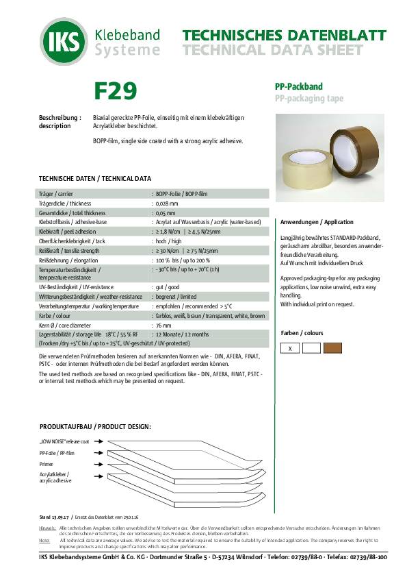 Verpackungsklebeband PP F29 farblos L.66m B.50mm Rl.IKS 6 Stück