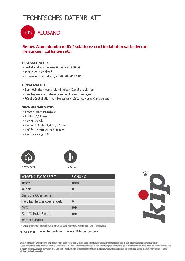 Aluminiumklebeband 345 m.Liner L.50m B.50mm KIP 24 Stück
