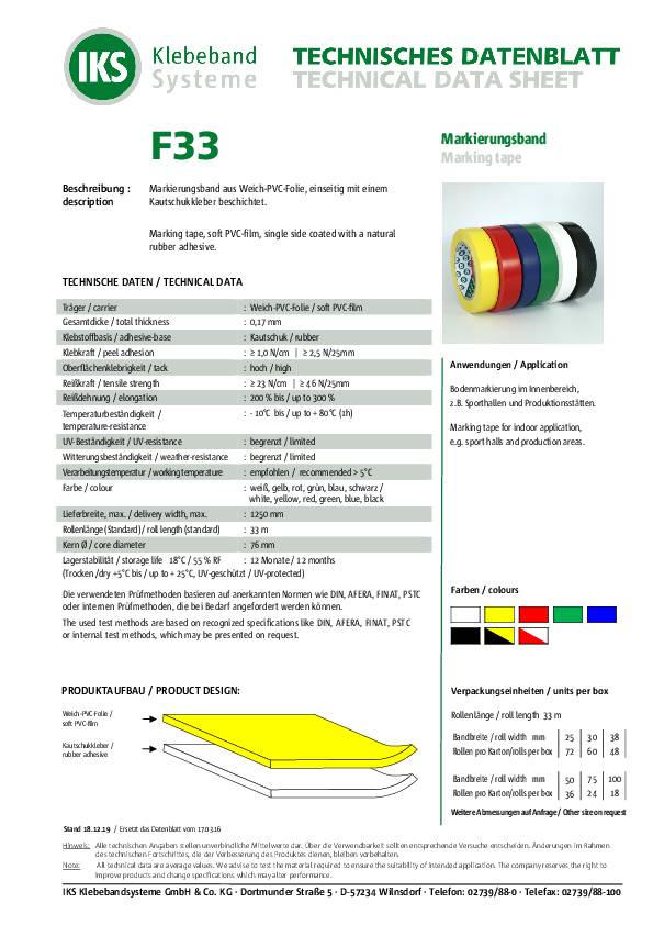 Bodenmarkierungsband F33 PVC rot/weiß L.33m B.50mm Rl.IKS 36 Stück