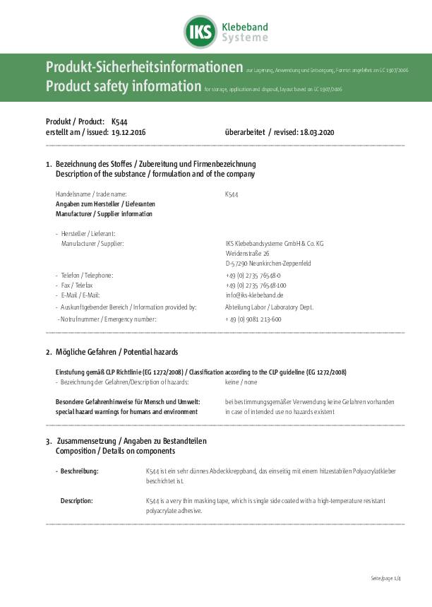 Abdeckband K544 glatt orange L.50m B.30mm Rl.IKS 8 Stück