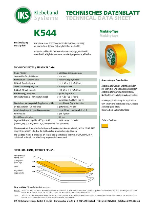 Abdeckband K544 glatt orange L.50m B.30mm Rl.IKS