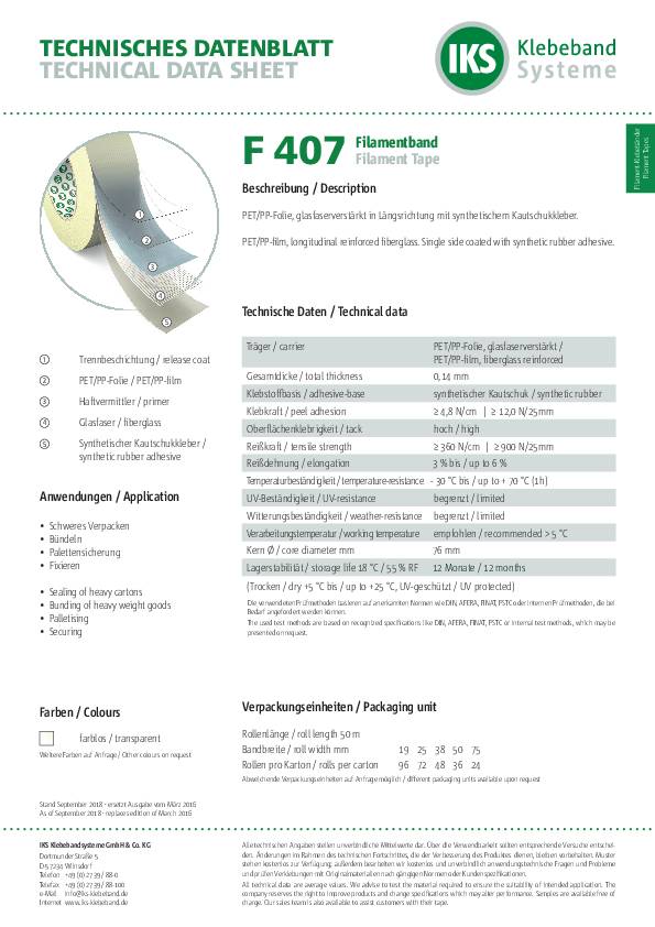 Filamentband F407 farblos L.50m B.25mm Rl.IKS